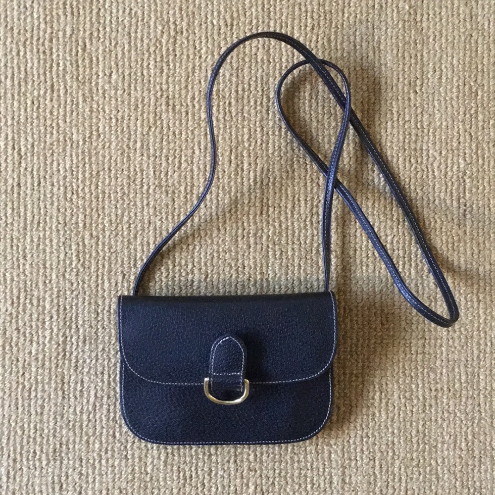 Joan and David small black leather crossbody bag